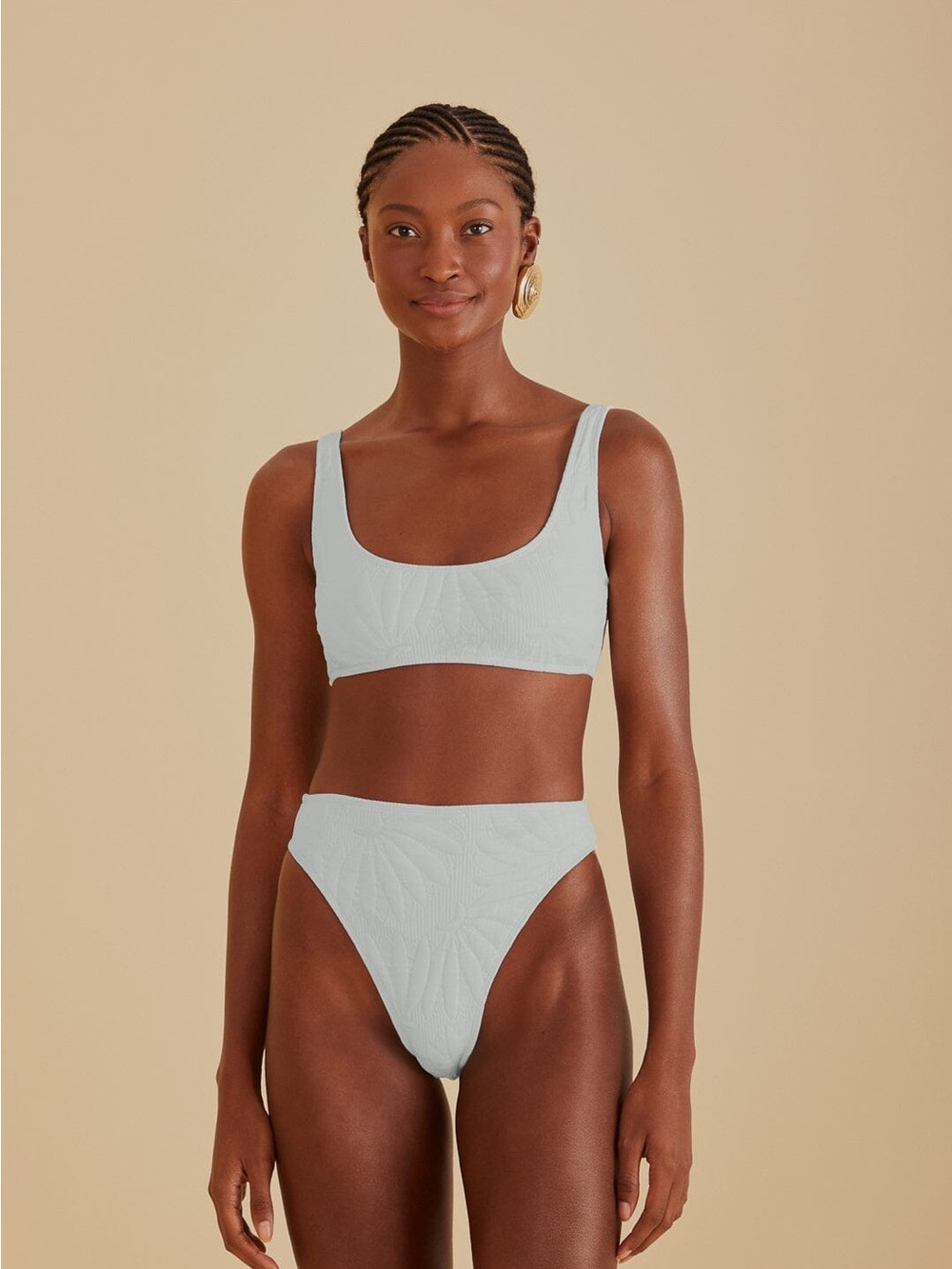FARM RIO Off-White Banana Matelasse Bikini Bottom size Medium